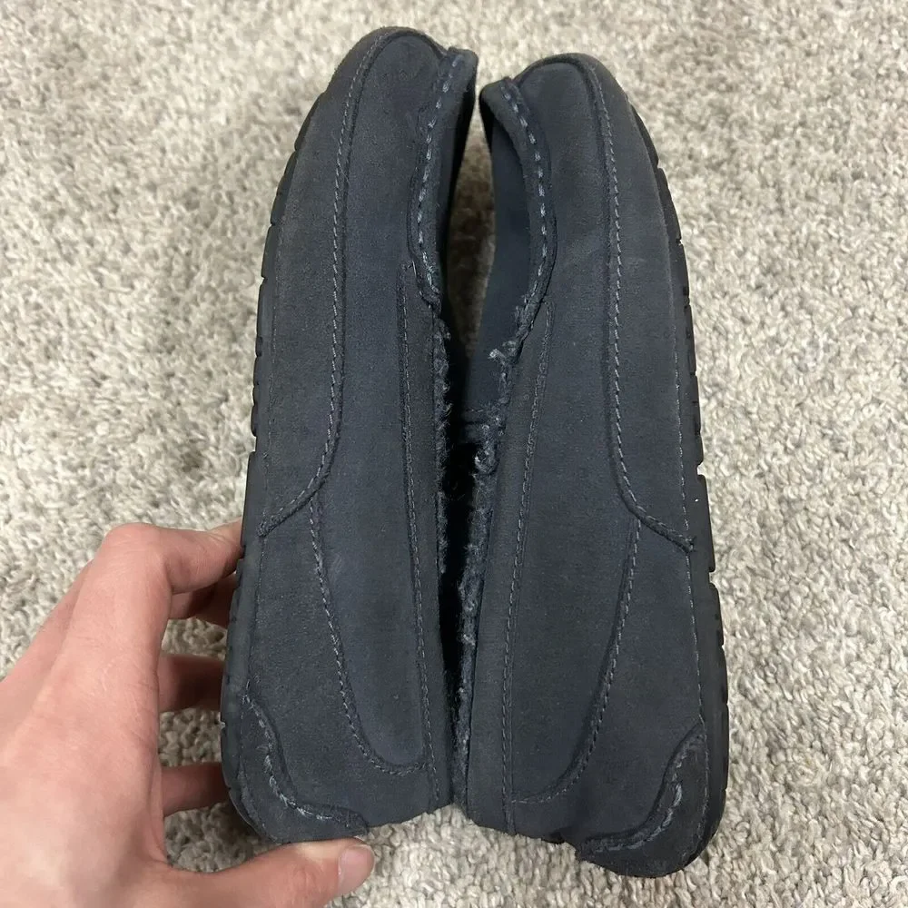UGG Ascot Slipper Kid's 2 Blue Fur‎ Lined Suede Slip On